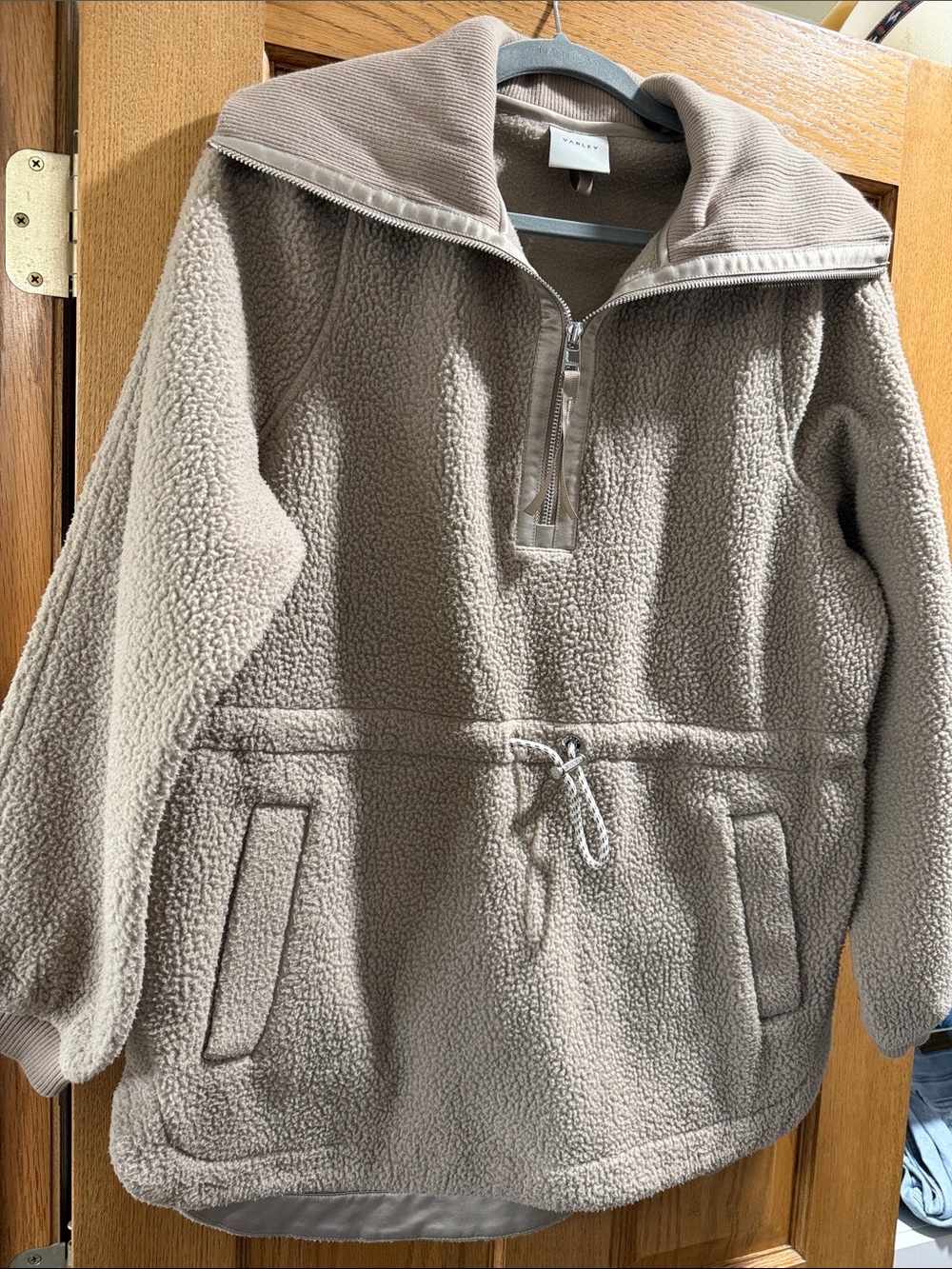 Varley Taupe Fleece Cowl Pullover